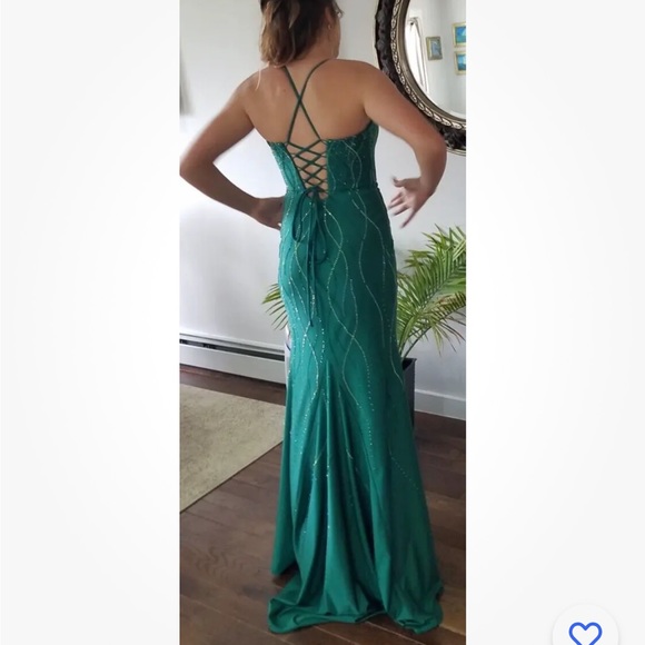 Formal Full Length Gown Prom Dress Green Strapless Satin 0 2 Bridesmaid Sweet 16 - Picture 8 of 8